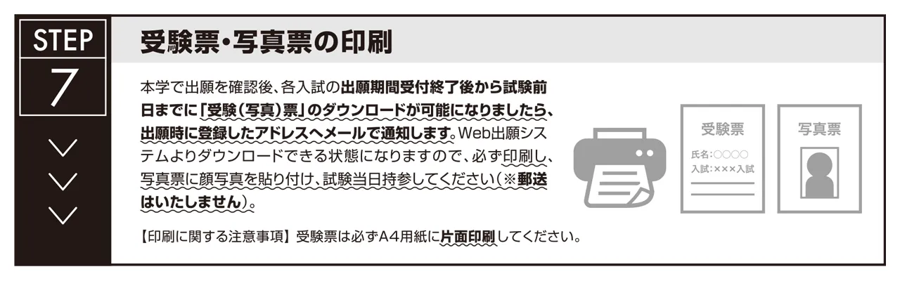 STEP7.受験票・写真票の印刷