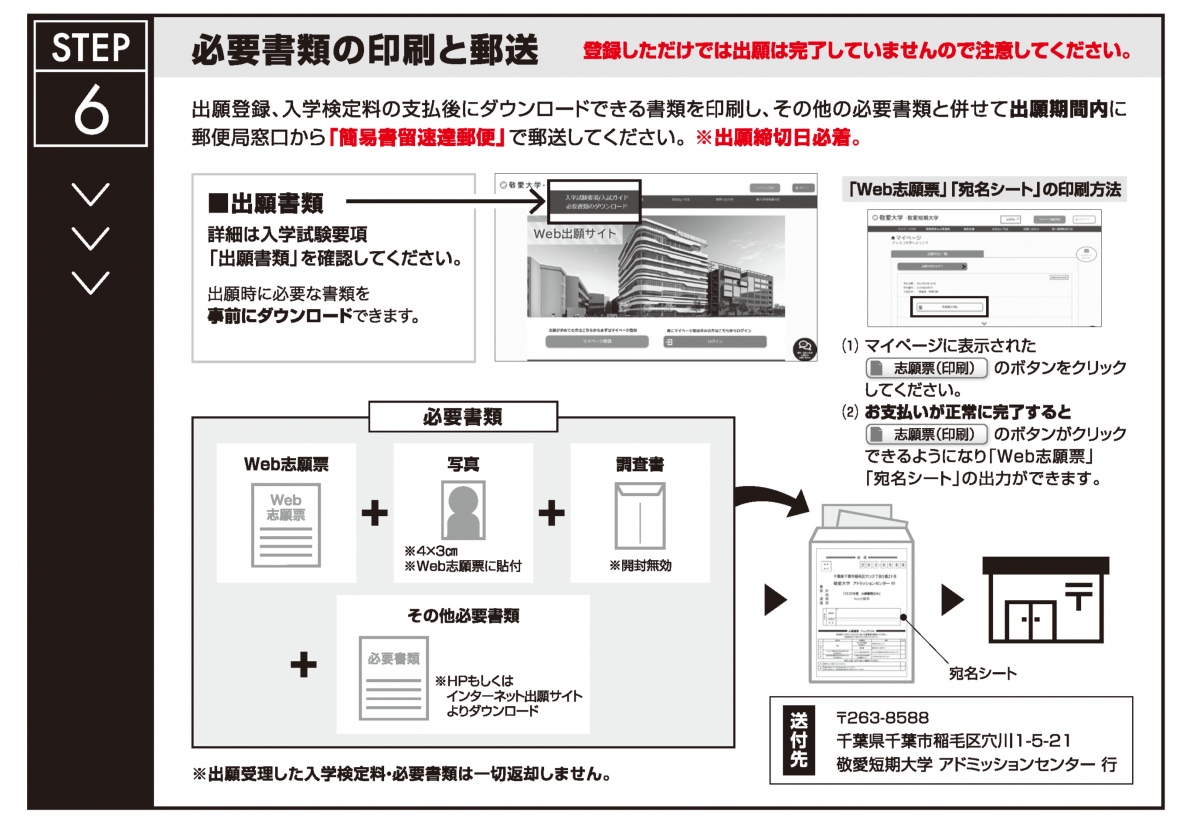 必要書類の印刷と郵送